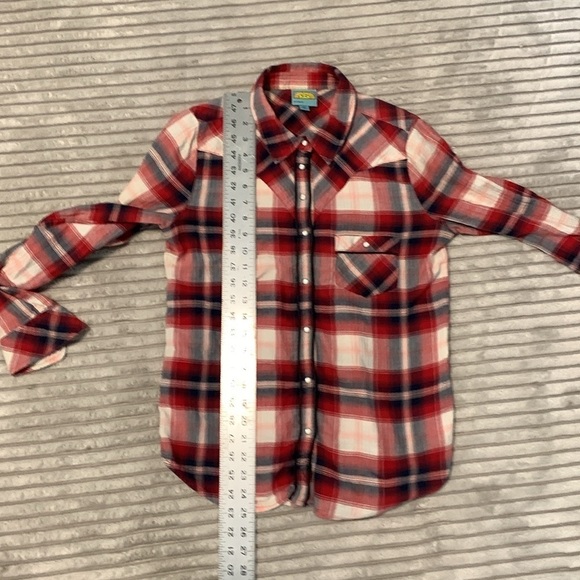 C&C California Flannel Plaid Button Up Womens Small Red - Picture 6 of 6